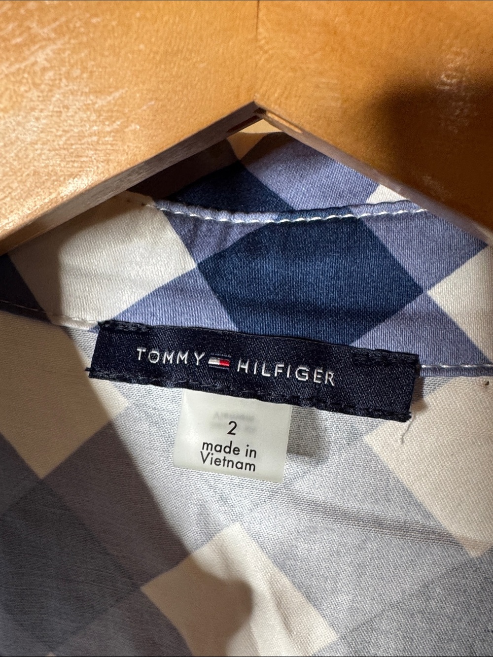 Tommy Hilfiger Blue White Buffalo Plaid Tiered Shirt Dress NWOT Size 2 - Picture 3 of 10